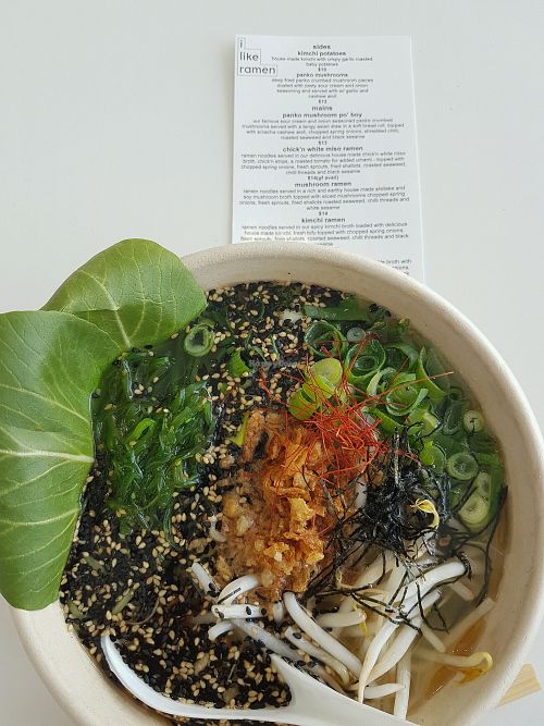 green spinach noodle ramen at I Like Ramen in Miami