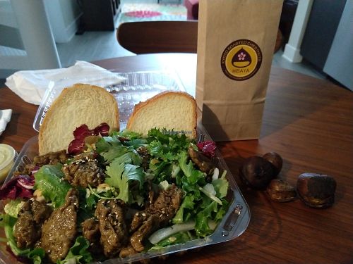 Vegan chik'n lemon Salad at Kyoto Chestnuts Cafe in Los Angeles