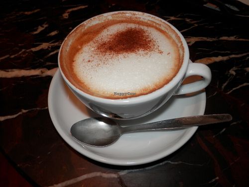 Cappuccino with soya milk at Caffe Nero in Ely