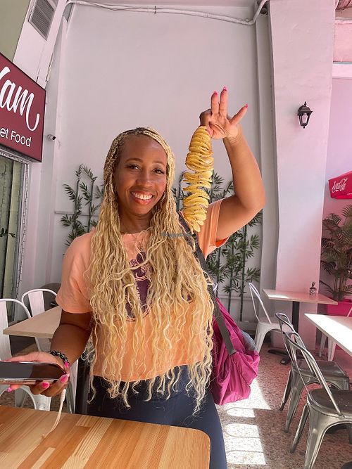 Spiral potatoe  at Vegan Beat in Athens