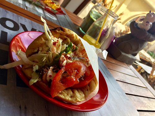 Greek mushrooms gyros at Rhino Vegan Beat in Athens