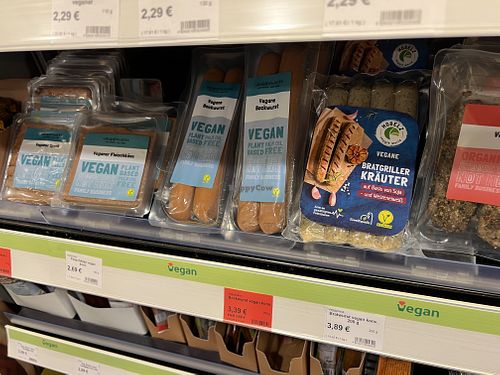 sausages (vegan)  at Vitalia Reformhaus in Leipzig