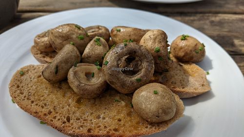 Garlic mushrooms on sourdough toast at Sticklebarn in Ambleside