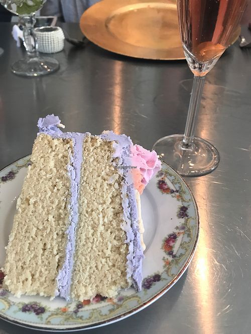 vanilla cake with lavender whipped icing  at Pattycake Bakery in Columbus