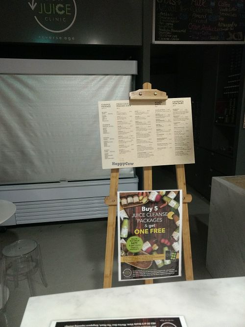 Menu at Ega Juice Clinic in Central Singapore