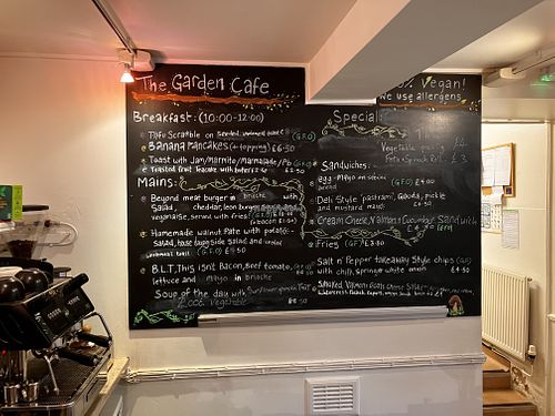 The menu  at The Garden Cafe and Takeaway in Kendal