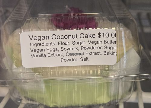 deli case pre made vegan cakes(in addition to 2 vegan cupcake flavors daily and at least one vegan cookie daily) at Let Them Eat Cake in Davis