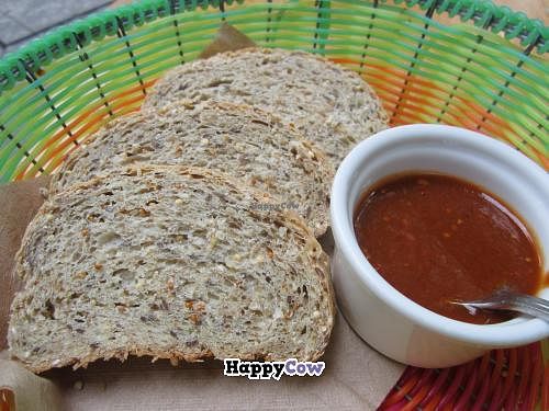 whole wheat bread served with salsa at Origenes Organicos - Hipodromo Condesa in Mexico City