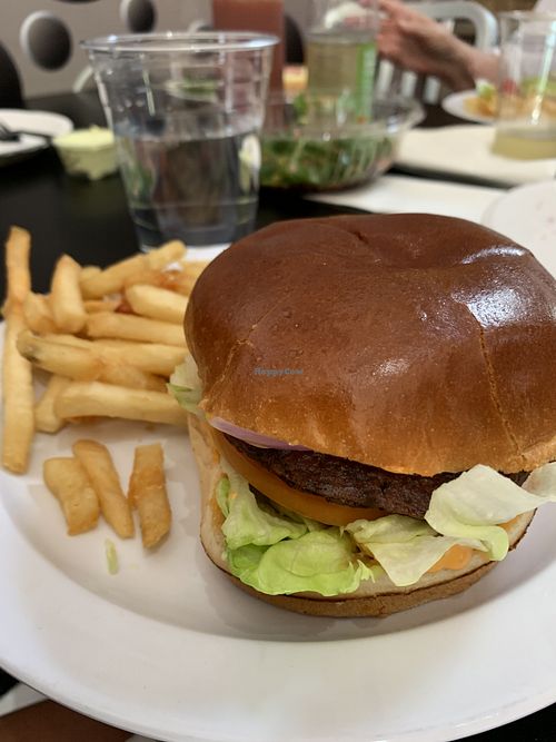 Plantain burger at Veggie Crust in Brookline