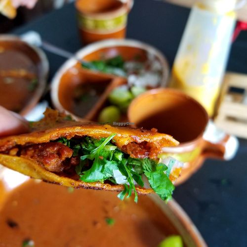 Chicharrón Tacos! Bomb tacos! at Vegan Bike - Más Que Comida in Guadalajara