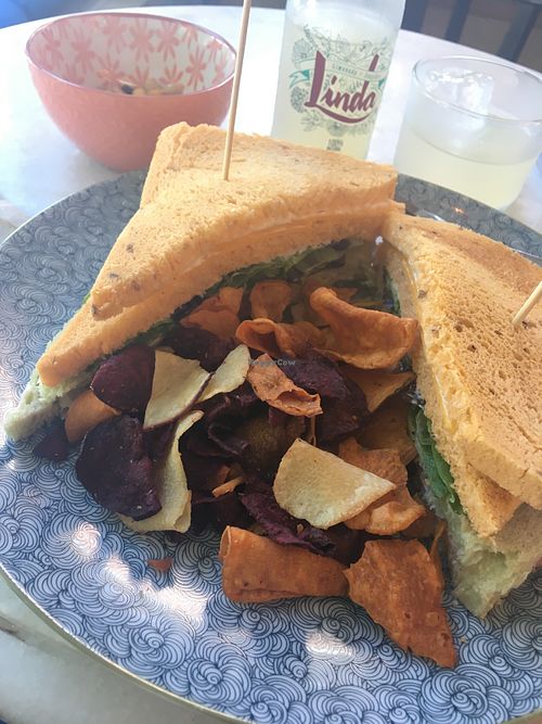 My lunch sandwich, had the “mixto” one, with ham and cheese. Great portion and very delicious  at Dolce & Vegana in Madrid