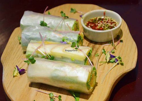 Spring rolls with fresh fruit at V's Home in Hanoi