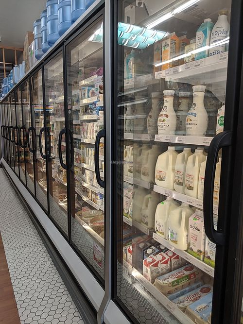 Fridge aisle at Pacific Health Foods in Carpinteria