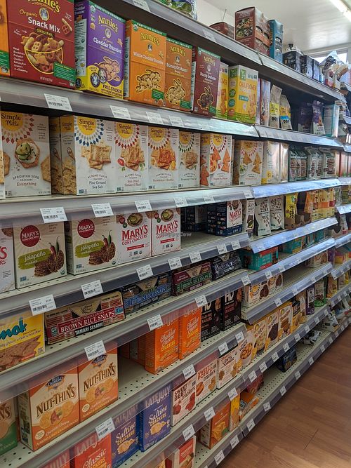 Crackers etc at Pacific Health Foods in Carpinteria