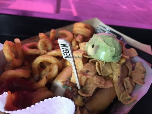 Vegan Frito pie hotdog  at The Dogfather in San Antonio