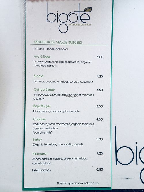 The menu  at Bigote - Cuenca in Quito