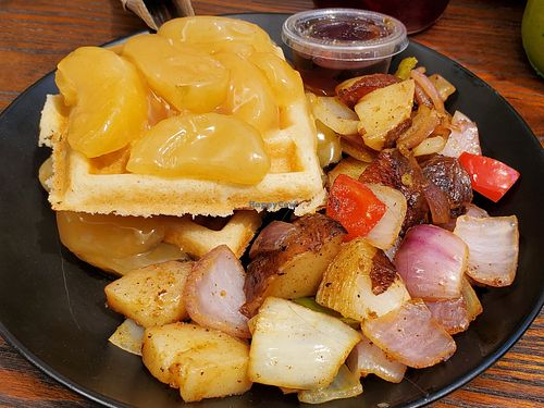 Apples Waffle pie with potatoes side at Vida Eatery  in Bakersfield
