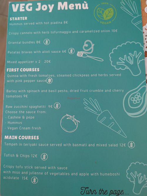 Menu page 1 at Veg Joy in Rome