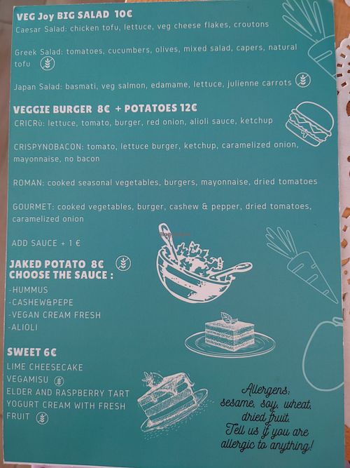 Menu page 2 at Veg Joy in Rome