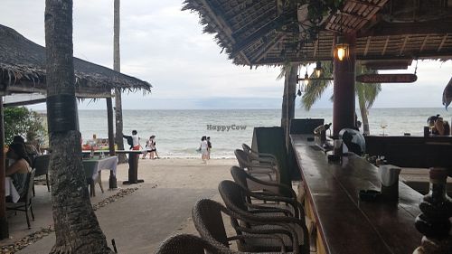 Seating downstairs at Oasis Resort Restaurant in Panglao