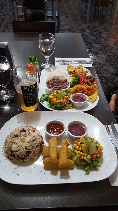 vegan options with non-vegan dressing (the pink one) at Monteverde Fusion in Monteverde