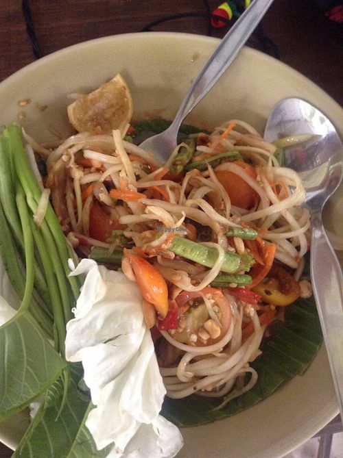 somtum thai at Pun Pun Organic Vegetarian Restaurant - Wat Suan Dok in Chiang Mai