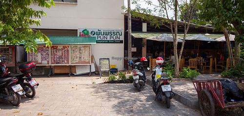 View from the street at Pun Pun Organic Vegetarian Restaurant - Wat Suan Dok in Chiang Mai