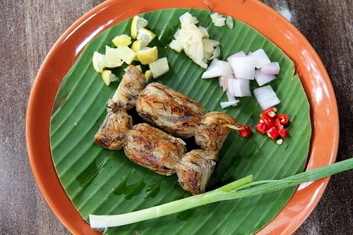 Fermented sausages.  at Pun Pun Organic Vegetarian Restaurant - Wat Suan Dok in Chiang Mai
