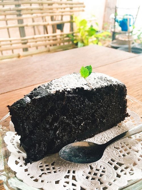 Amazing vegan chocolate cake at Pun Pun Organic Vegetarian Restaurant - Wat Suan Dok in Chiang Mai