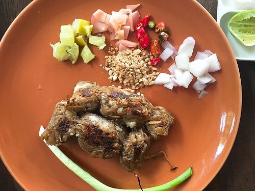 Fermented mushroom dish (can't quite remember the exact name of it!) at Pun Pun Organic Vegetarian Restaurant - Wat Suan Dok in Chiang Mai