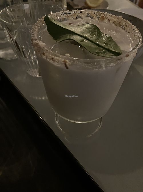 Coconut drink with kafir lime. Delicious!  at No Bones in Byron Bay