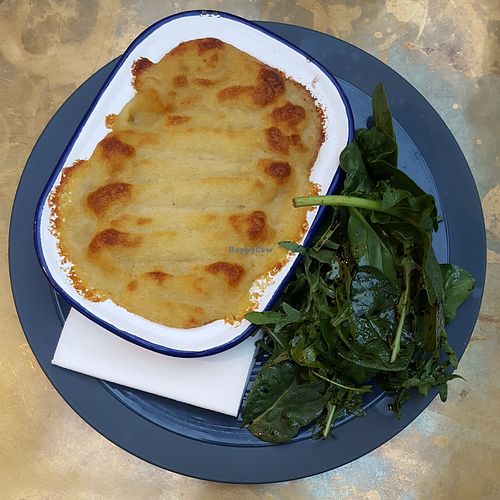 'Fish' pie. Normally served with broccoli but they had run out so subbed a side salad at Tell Your Friends in South West London