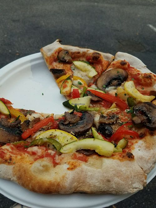 The paddle board pizza with vegan cheese, vegan crust at Yeast Coast - Food Truck in St Augustine