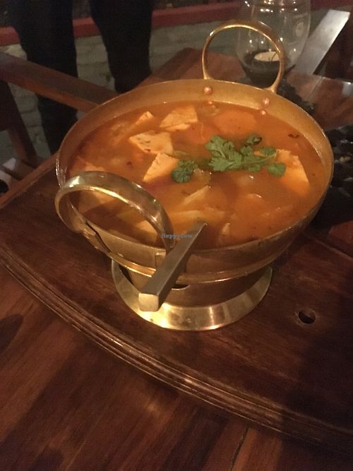 Vegan tom yum soup at Nara Thai Cuisine in Colombo