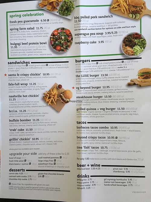 Menu side 2 at Veggie Grill - Wells St in Chicago