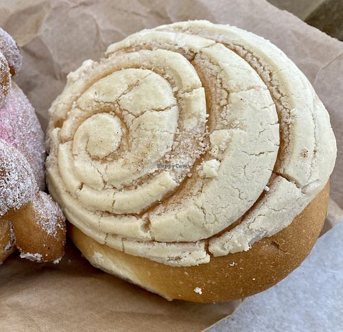 Vanilla concha  at Delicias Bakery in Los Angeles