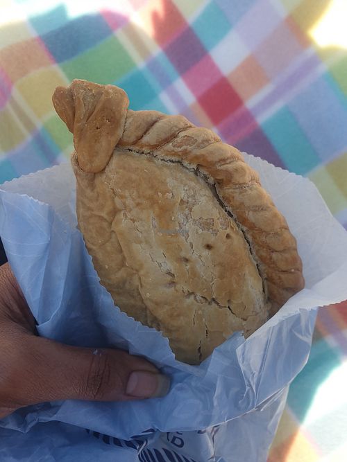 Chucky vegetable pasty at Warrens Bakery in Newquay