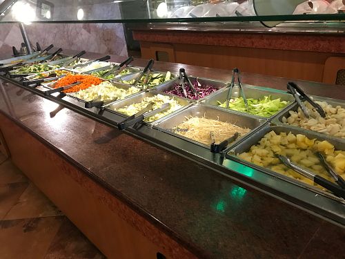 Fresh veggie bar to create you stir fry at Empire Fire in North Myrtle Beach