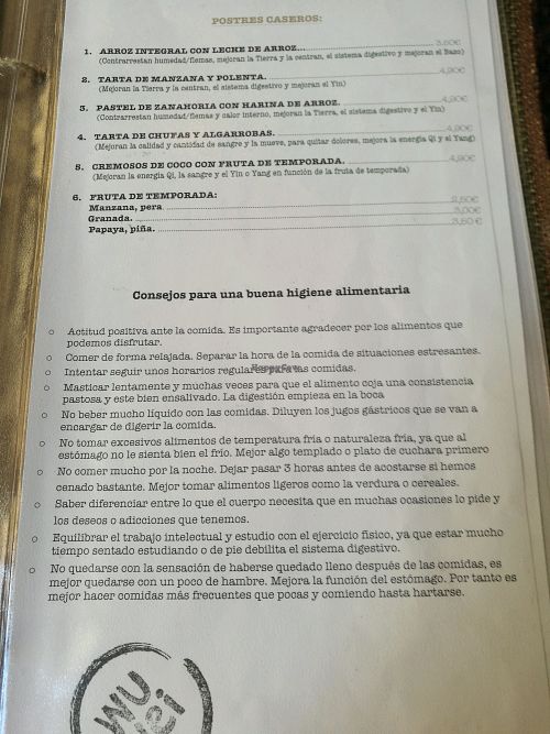 Detalle del menú  at Wu Wei in Granada