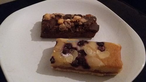 Blueberry bakewell slice & brownie at Fausto Coffee in Sunderland
