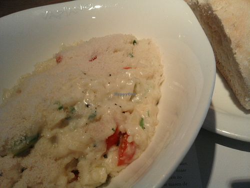 vegan risotto with soy cream and vegan cheeze at Vapiano in The Hague