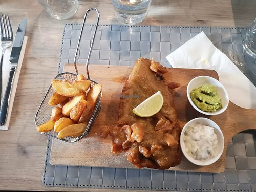 Vegan fish and chips at Manna 68 in Gdansk