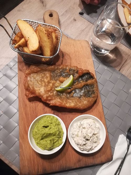 Vegan fish and chips at Manna 68 in Gdansk