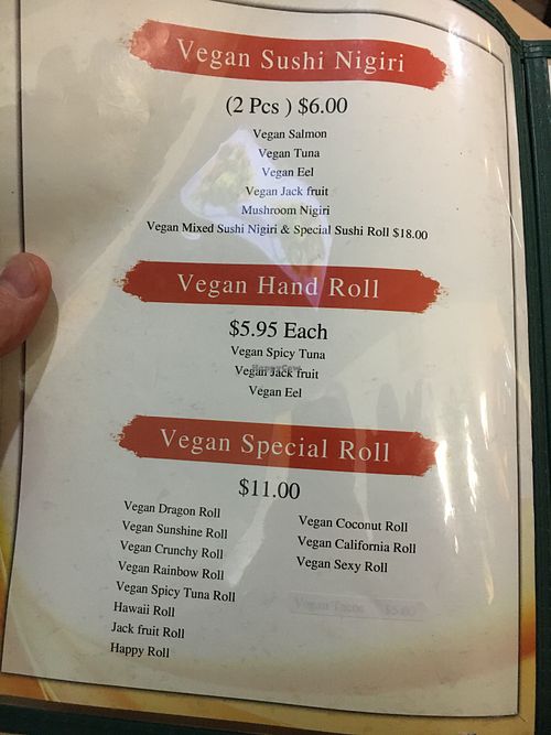Menu at Chef Kenny's Asian Vegan Cuisine in Las Vegas