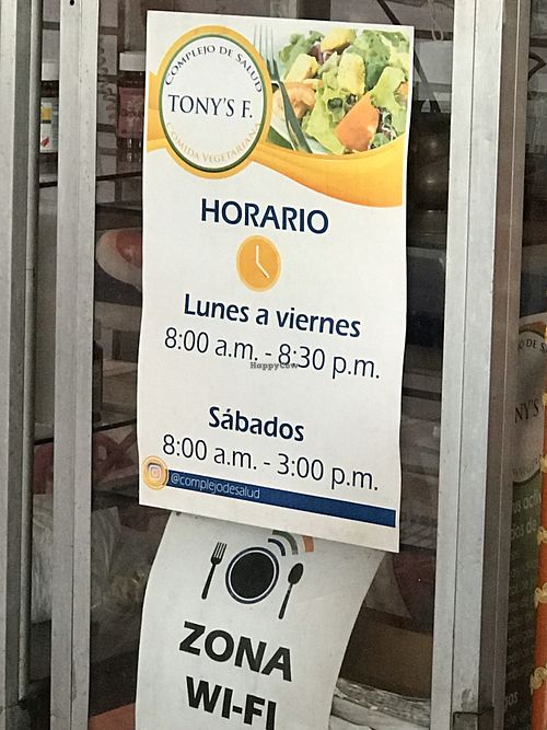 Opening hours as of December 30th at Tony's F in Santo Domingo