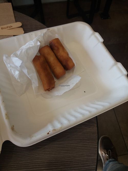 Spring rolls at Vegan Island in Campbelltown