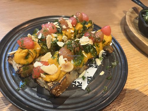 Carrot and butter bean focaccia   at Punch Bar and Tapas in Honley
