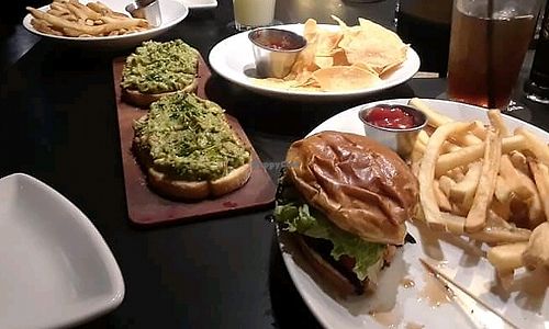 Avocado Toast, Portabella Mushroom Burger, Fries at Houlihan's in Schererville