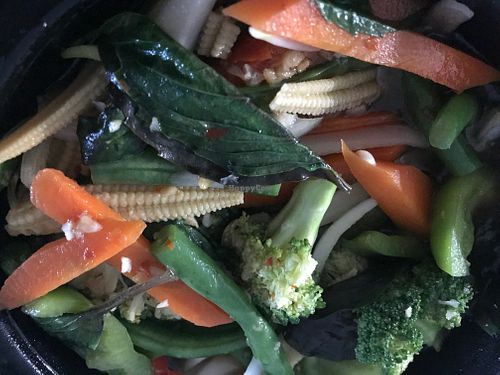 Spicy basil vegetables at Kittiwat Thai Kitchen in Frederick