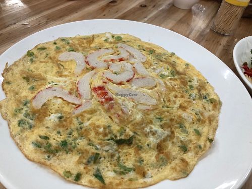 Vegetarian shrimp omelette (with egg) at V+ Vegetarian Restaurant in Kowloon